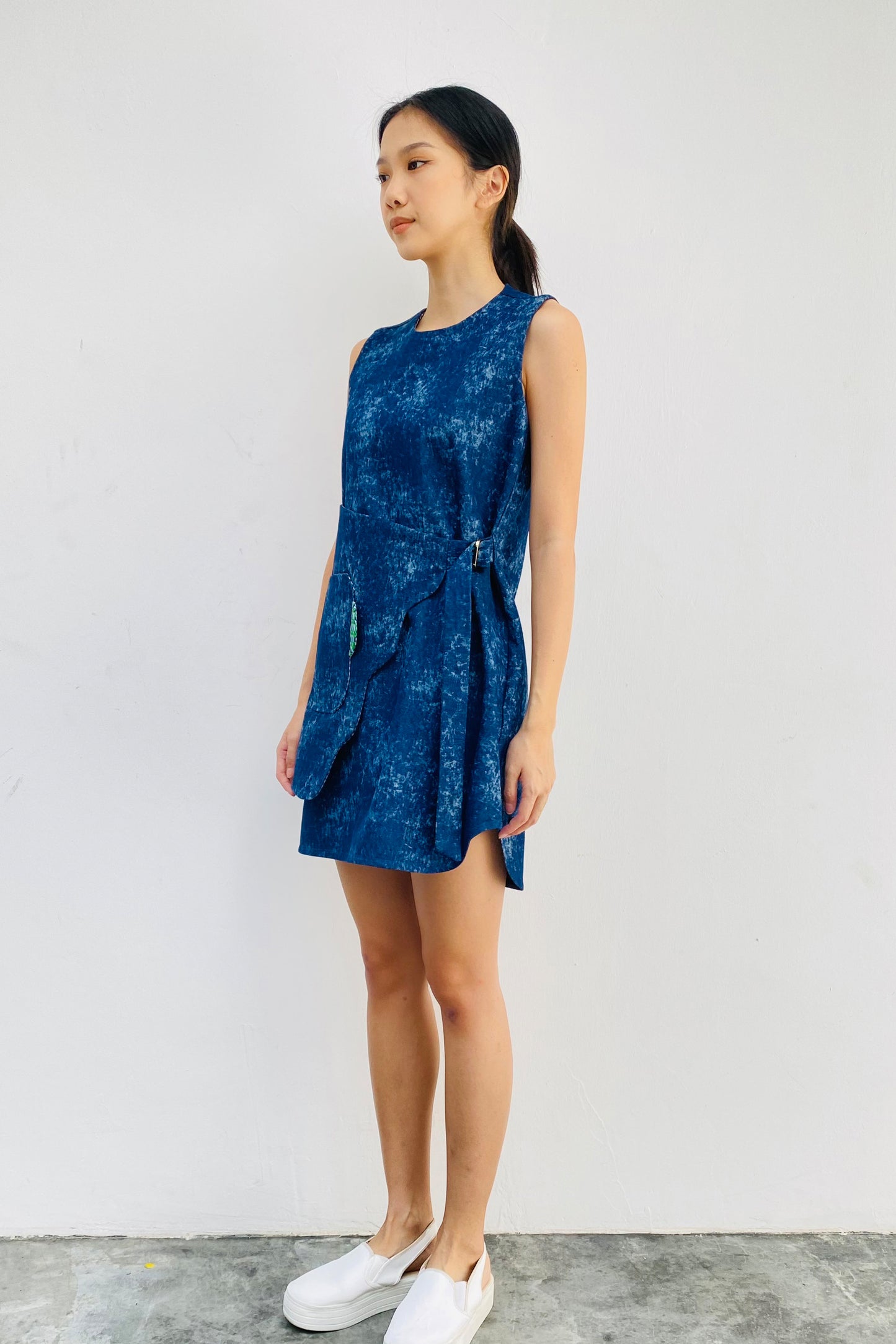S18 DD05A || NAVY DENIM MINI DRESS