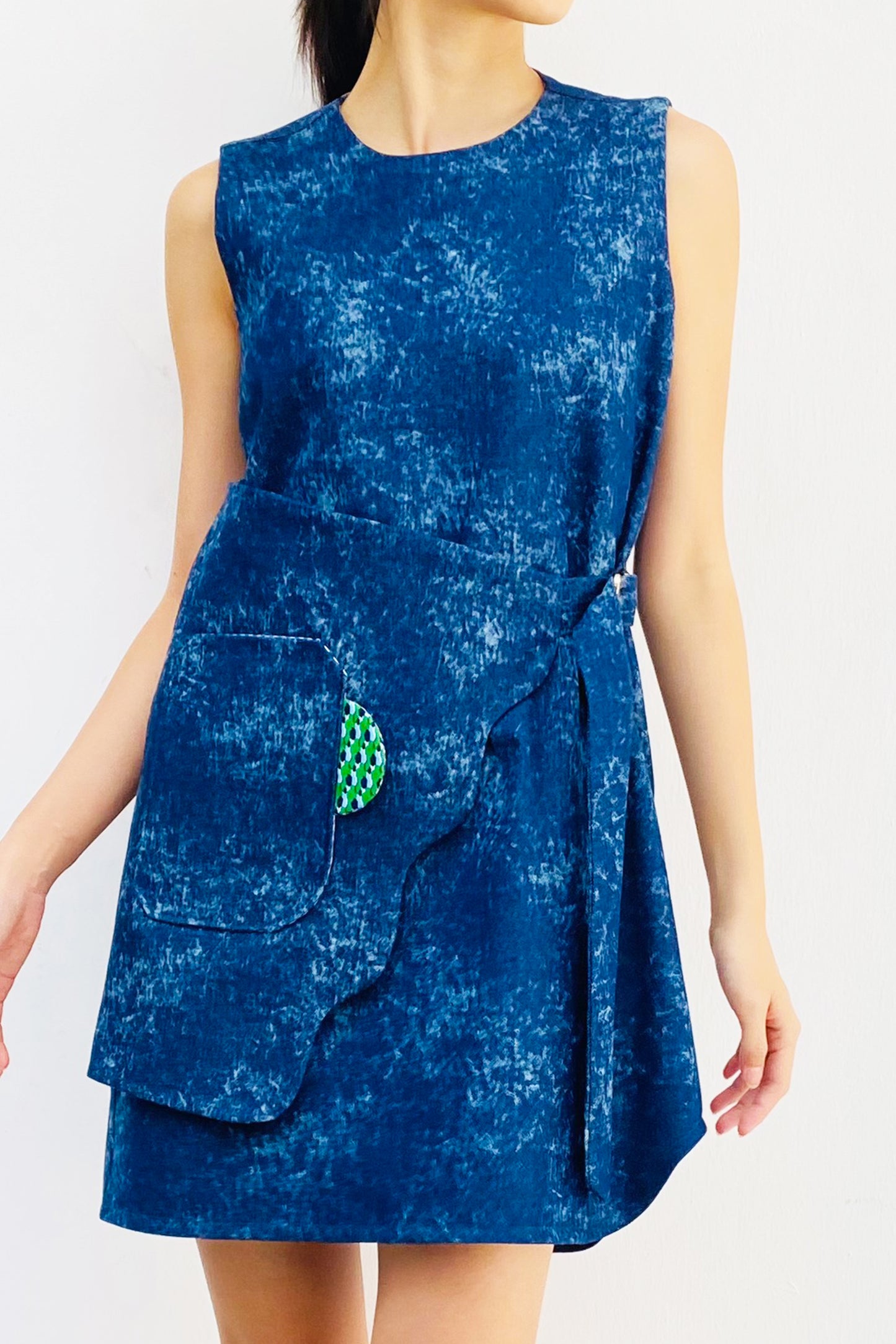 S18 DD05A || NAVY DENIM MINI DRESS