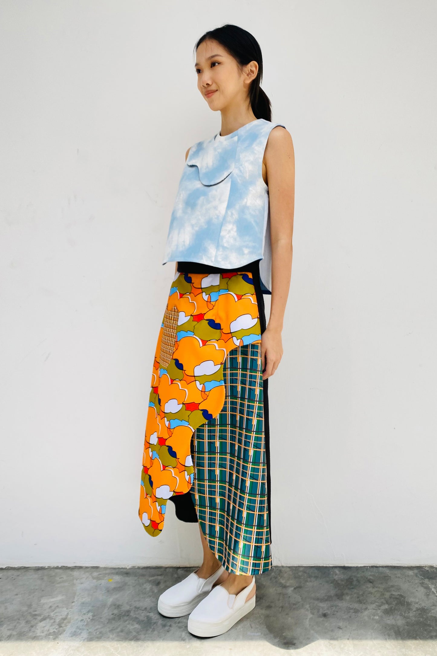S18 SK04B || YELLOW BROCCOLI RIPPLE SKIRT