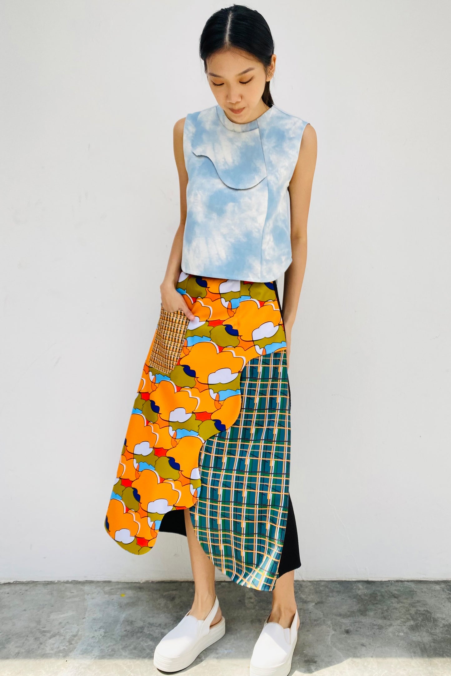 S18 SK04B || YELLOW BROCCOLI RIPPLE SKIRT