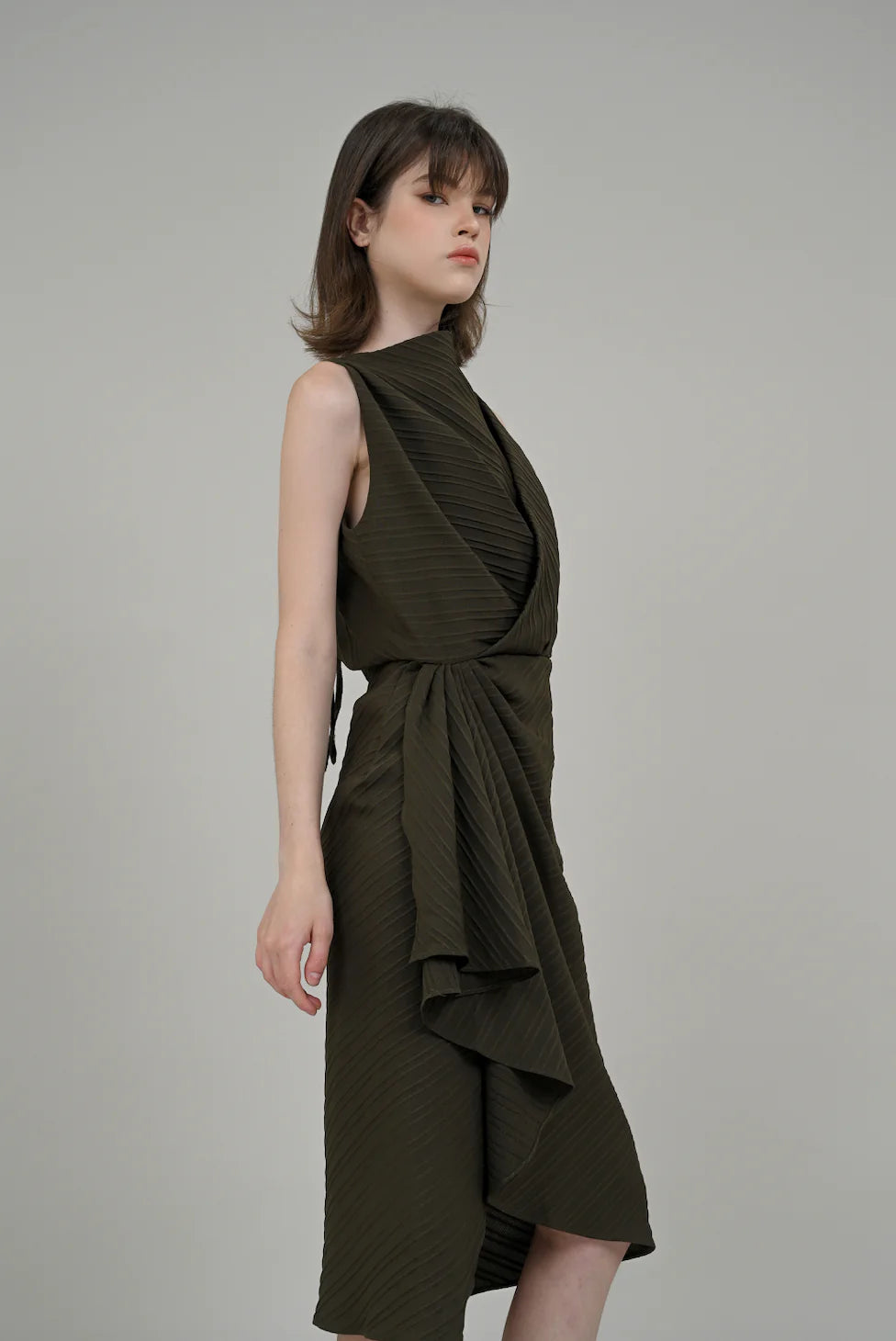 ROSETTA DRESS IN ARMY GREEN