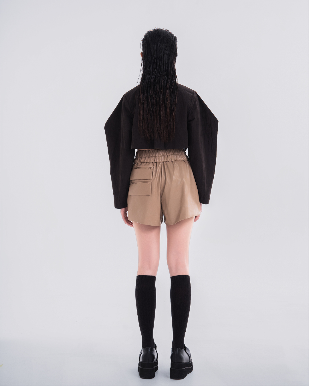 NOIZ N5TP5 DROPPED SHOULDER DIAMOND LONG SLEEVES SHIRT - BLACK