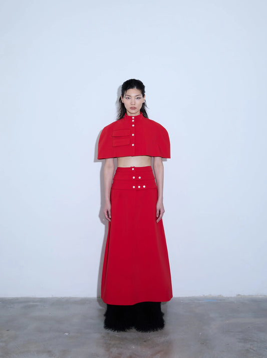Akkordi Doubled Pocket Cape Top In Red