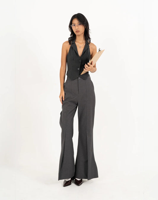N E O CH.1 HALTER BUTTONED TOP - Black