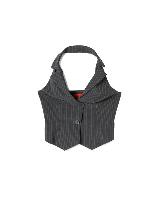 N E O CH.1 HALTER BUTTONED TOP - Grey