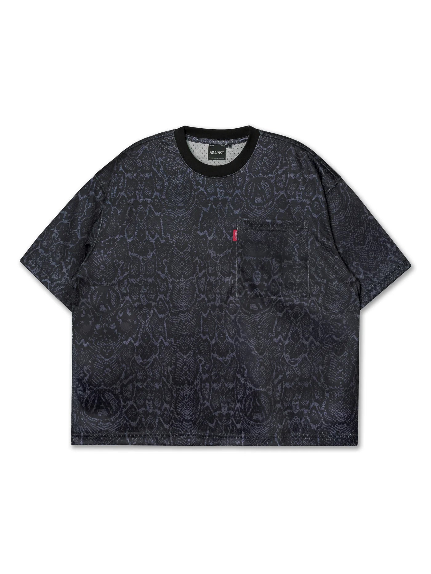 SNAKE SKIN MESH TEE BLACK