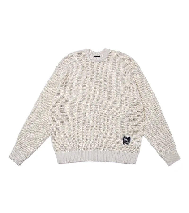 nozzle quiz X SENSE OF PLACE - BTFC Logo Mesh Sweater (White)