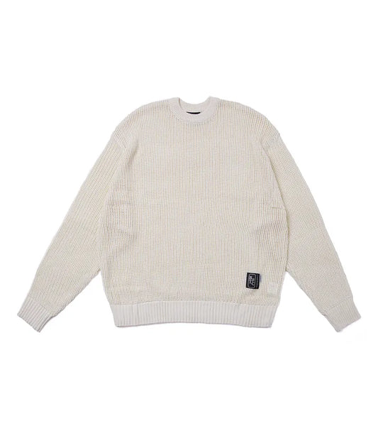 nozzle quiz X SENSE OF PLACE - BTFC Logo Mesh Sweater (White)
