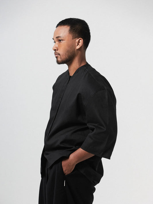 SLEEK ZEN TAILORED SHIRT - BLACK