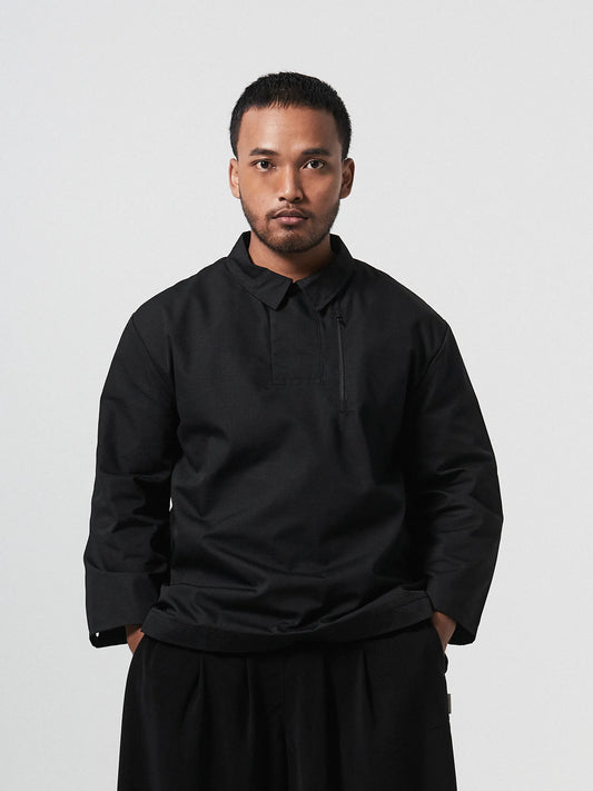 CONTEMPORARY FIBER FUSION POLO | BLACK