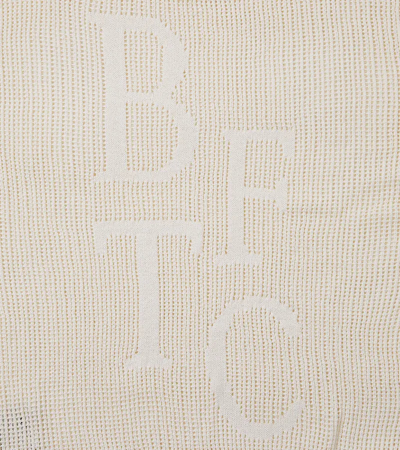 nozzle quiz X SENSE OF PLACE - BTFC Logo Mesh Sweater (White)