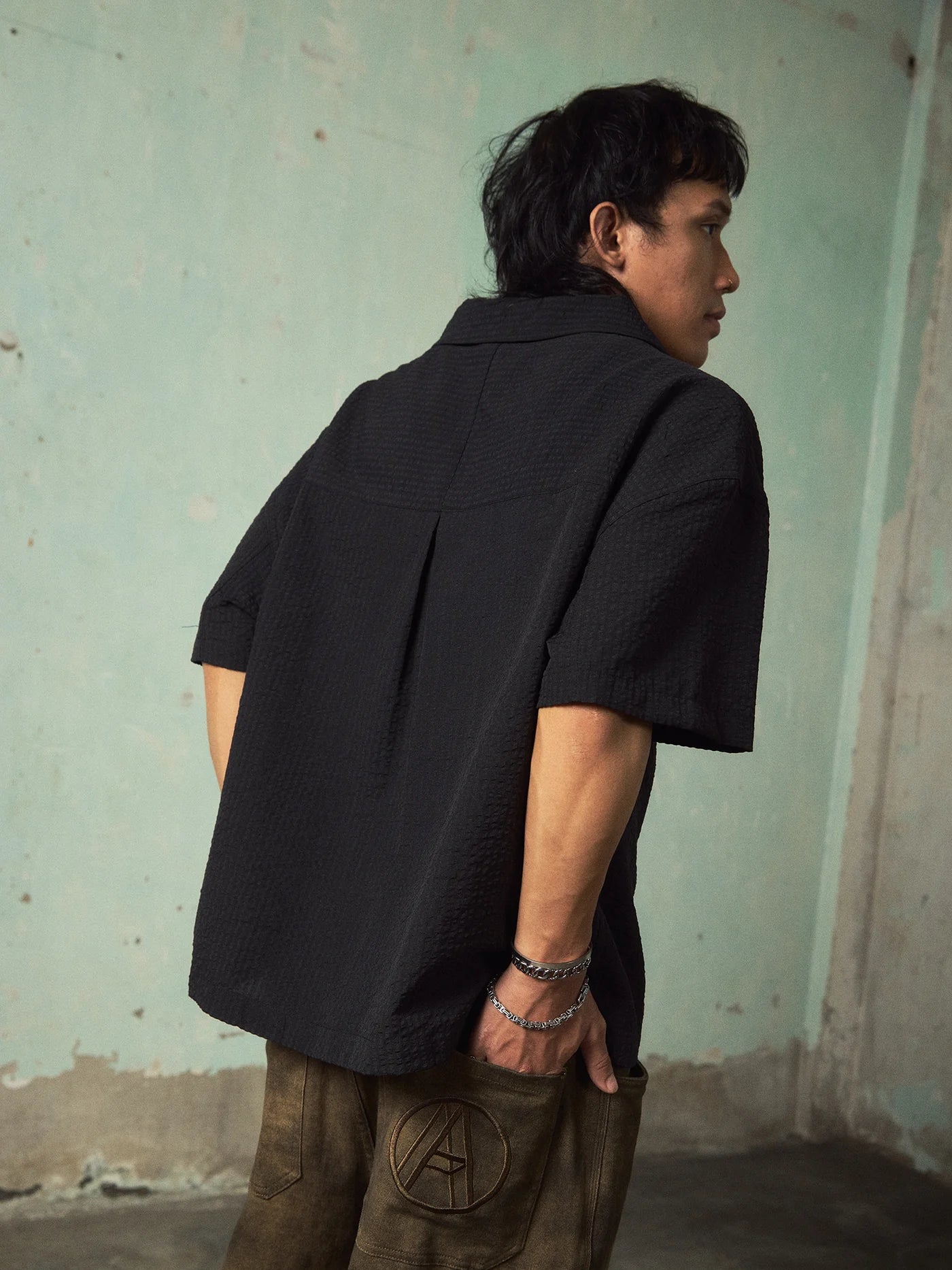 Duty Seersucker Shirt - BLACK