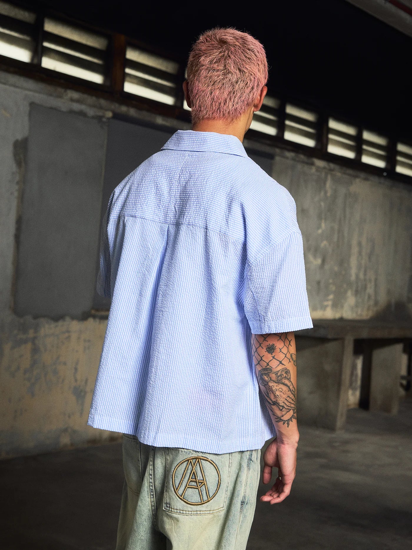 DUTY SEERSUCKER SHIRT STRIPE BLUE