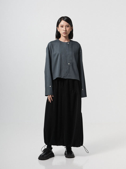 KAREEM PLACKET LONGSLEEVE SHIRT | GREY BLUE