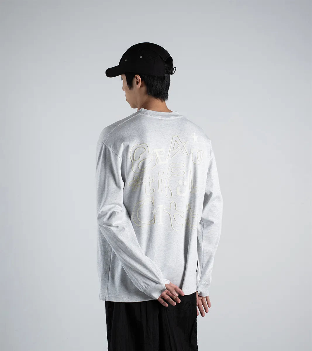 nozzle quiz X SENSE OF PLACE - BTFC Print L/S Tee (Grey)