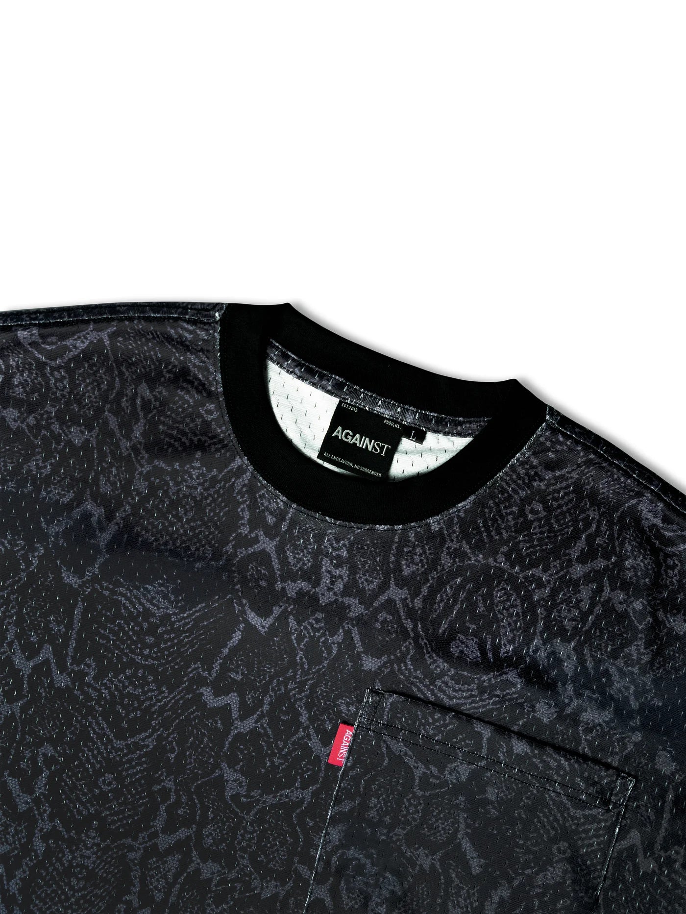 SNAKE SKIN MESH TEE BLACK
