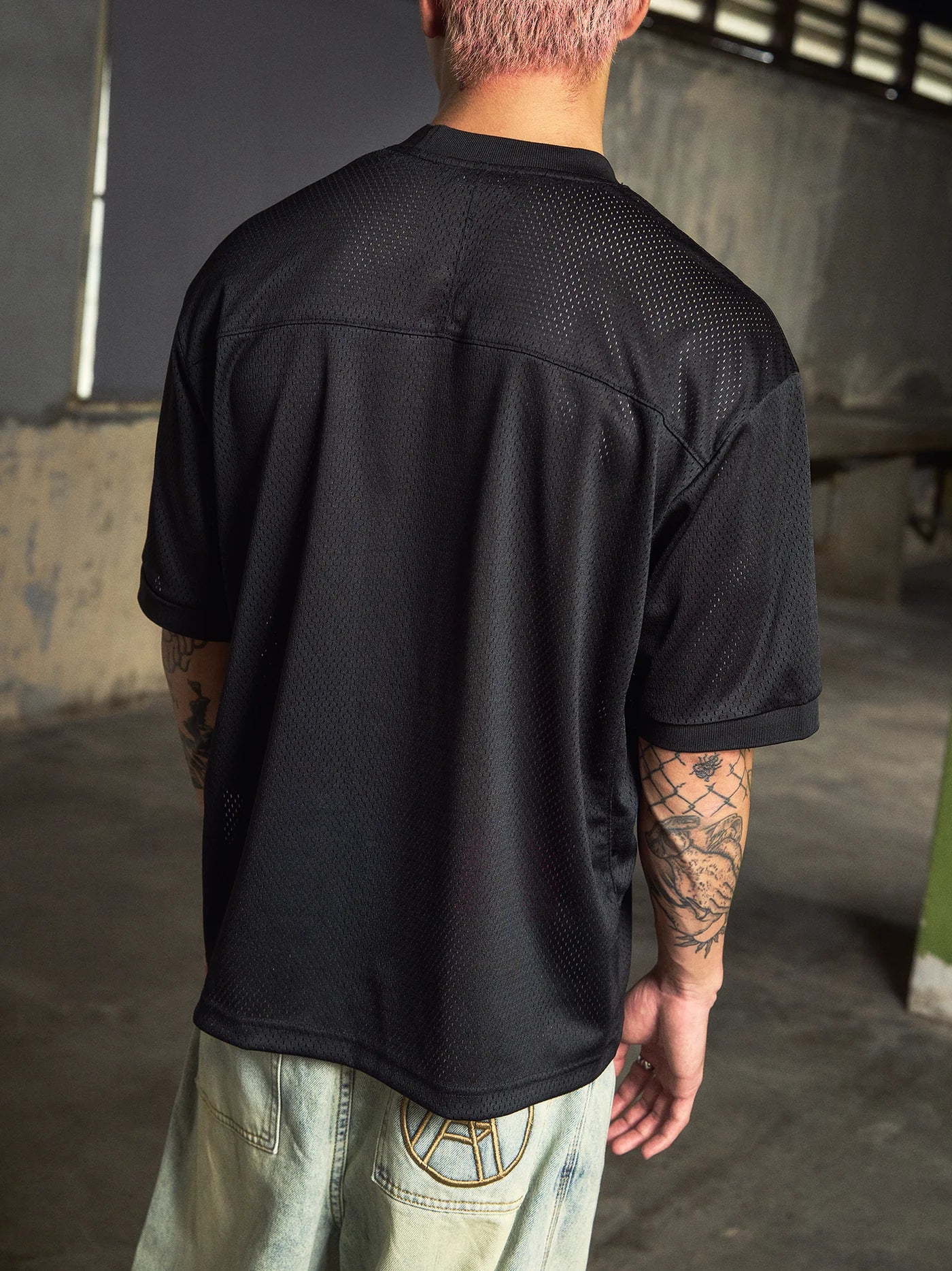 MESH JERSEY TOP BLACK
