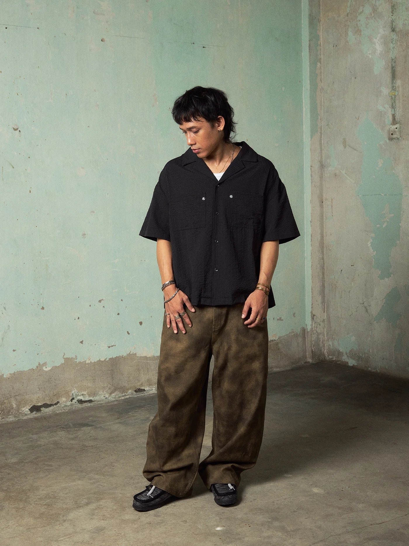 Duty Seersucker Shirt - BLACK