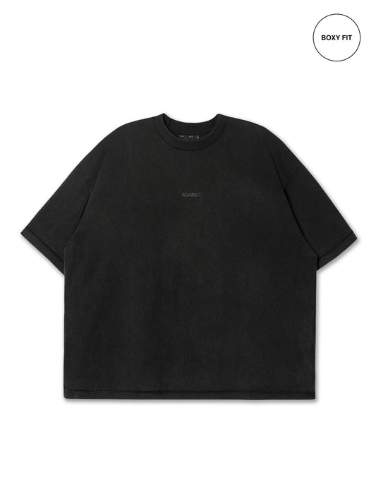 SINGLE STITCH WASHED CROPPED TEE BLACK