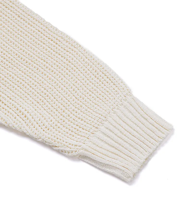 nozzle quiz X SENSE OF PLACE - BTFC Logo Mesh Sweater (White)