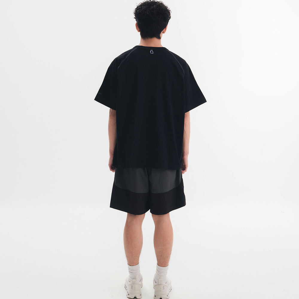 SORONA POCKET TEE - BLACK/Brown Line