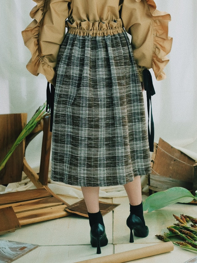 Adjustable Checks Skirt