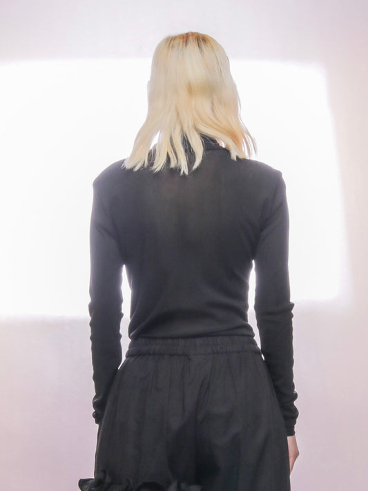 Bev C Embroidery Logo Turtleneck Long Sleeves Top