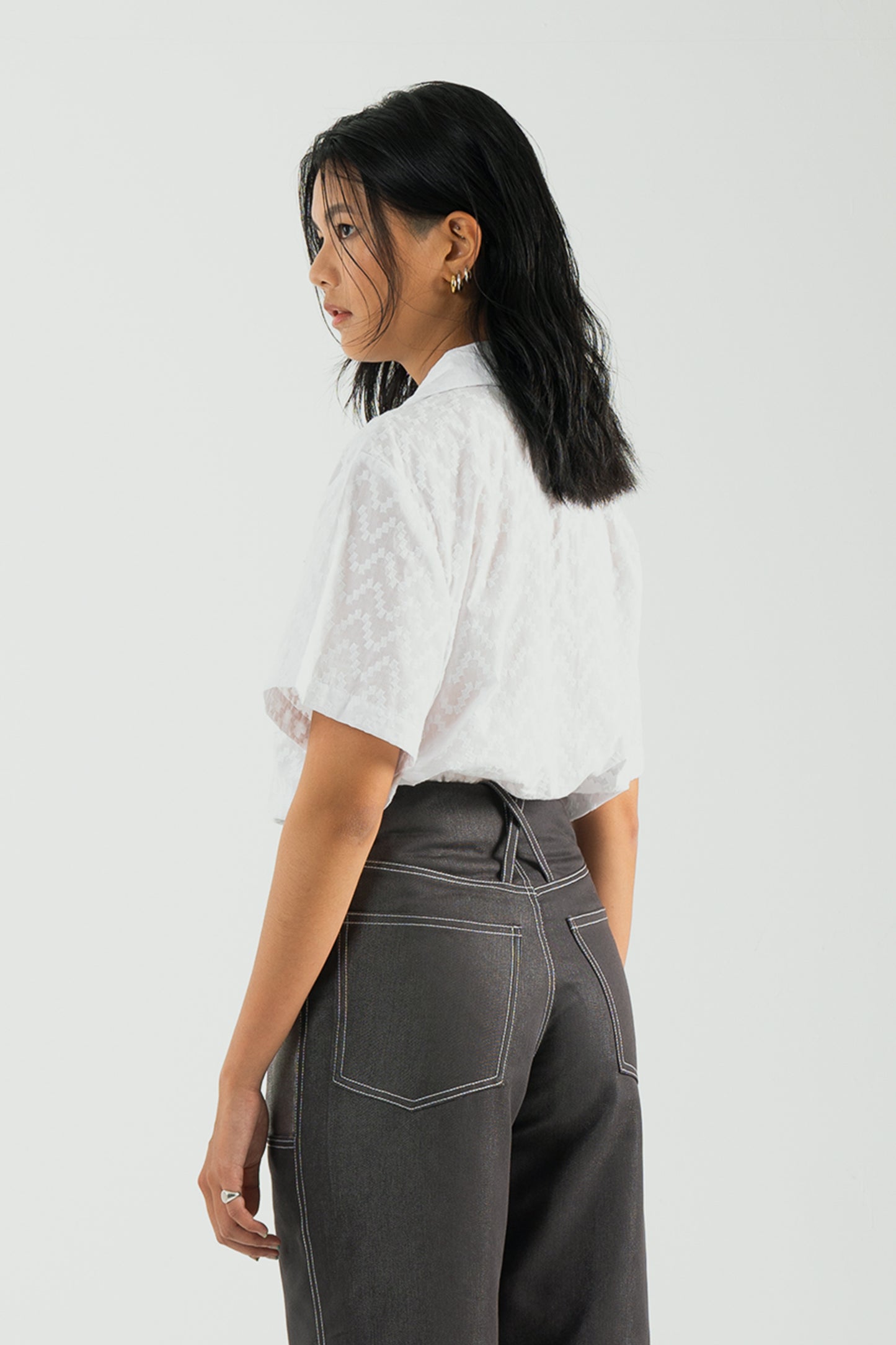 Broderie Anglaise Notched Shirt