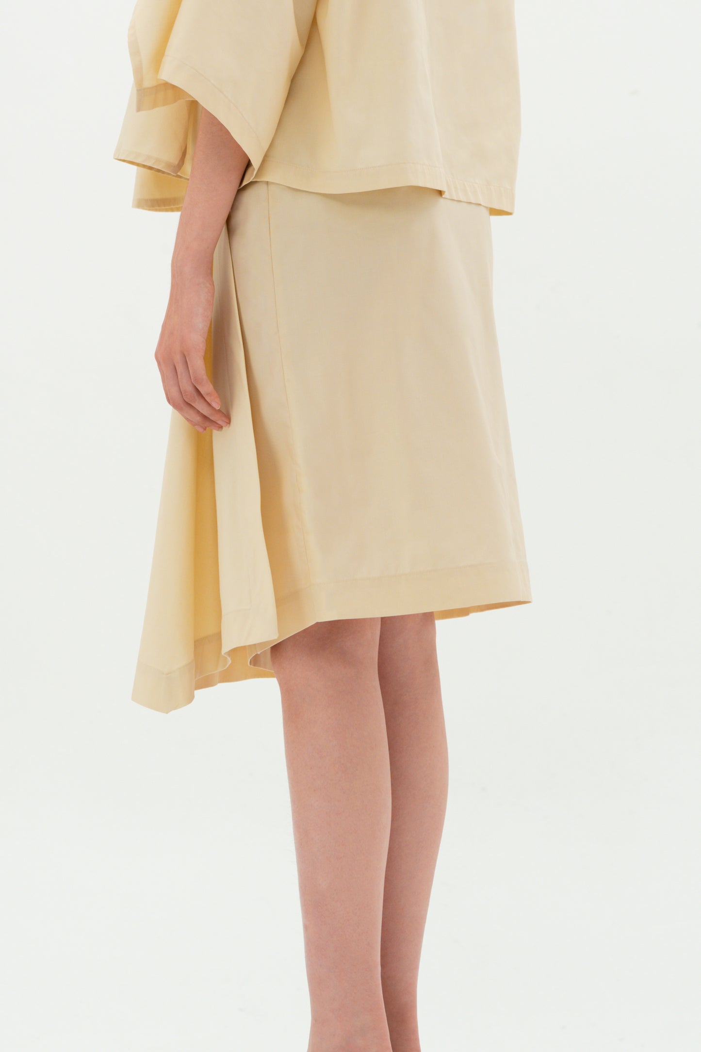 Ecru Draped Midi Skirt