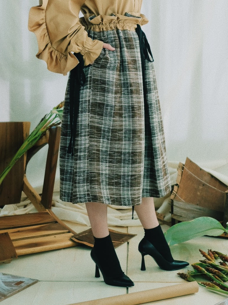 Adjustable Checks Skirt