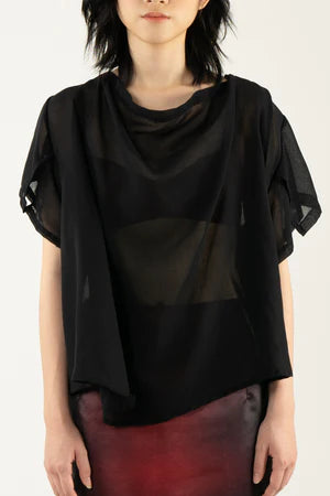 Semi-Sheer Draped Blouse