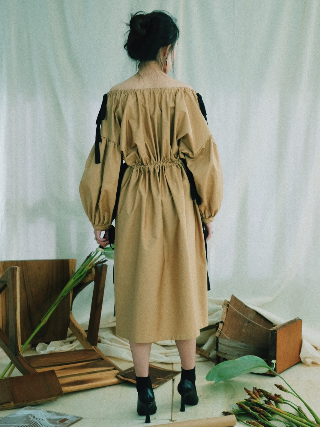 Oversized Drawstring Collar Dress