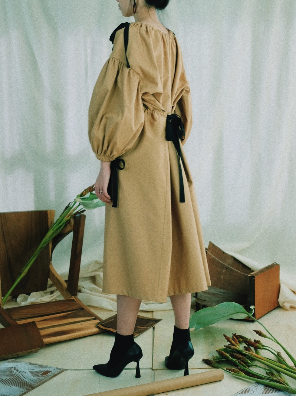 Oversized Drawstring Collar Dress