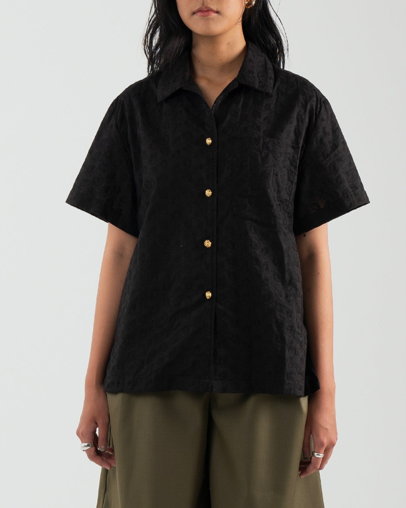 Broderie Anglaise Notched Shirt