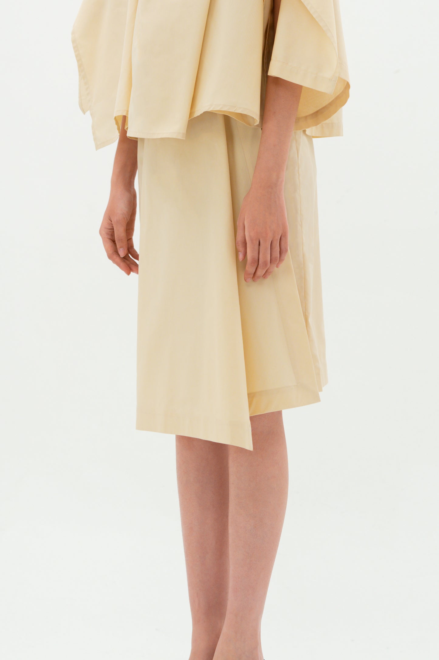 Ecru Draped Midi Skirt