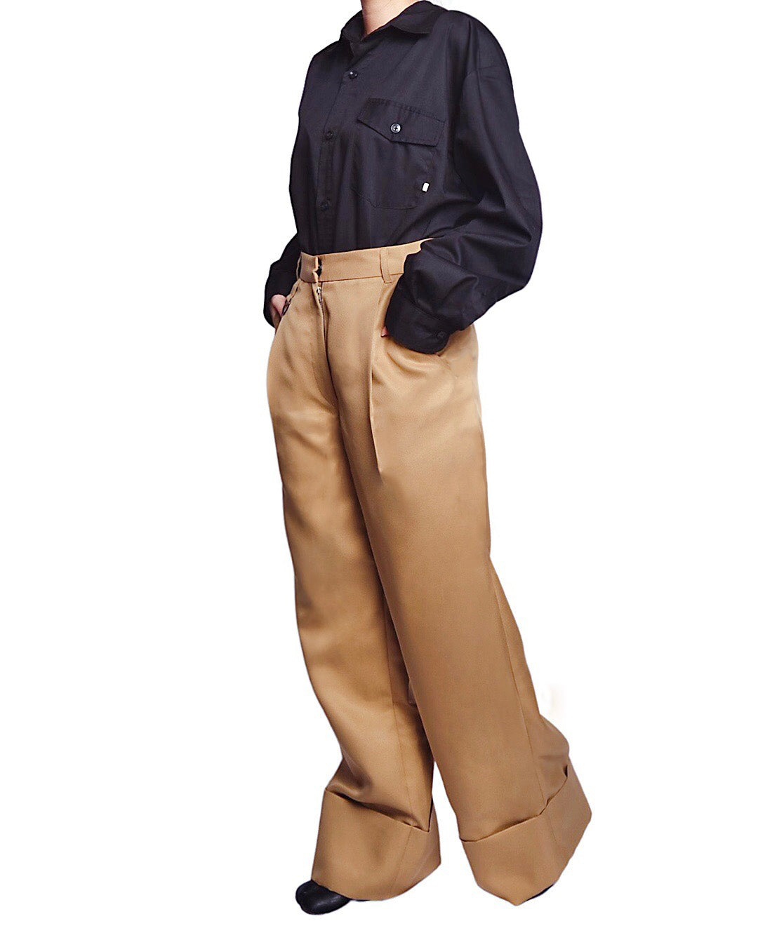 Highwaist Long Pants with Ring (Khaki)