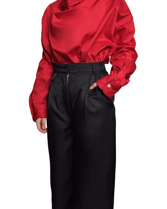 Highwaist Long Pants with Ring (Black)