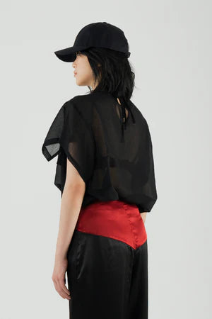 Semi-Sheer Draped Blouse