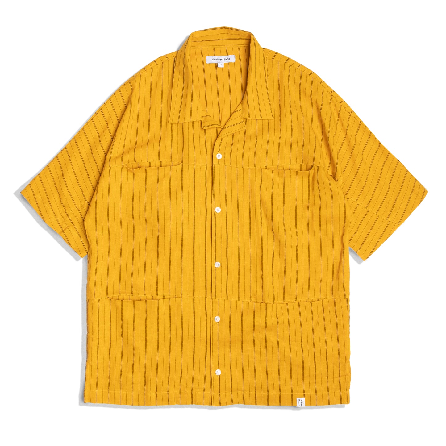 Spread Collar Shirt / Cotton Rayon Stripe - Yellow