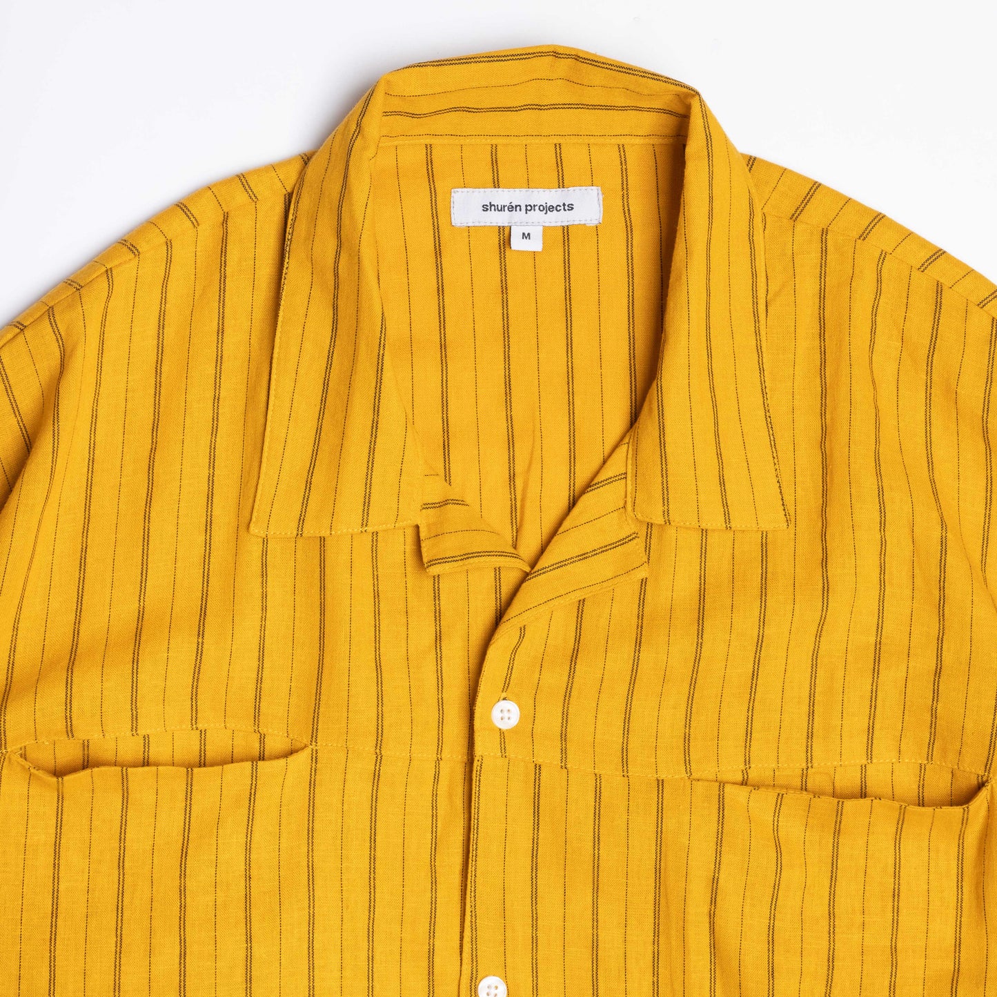 Spread Collar Shirt / Cotton Rayon Stripe - Yellow