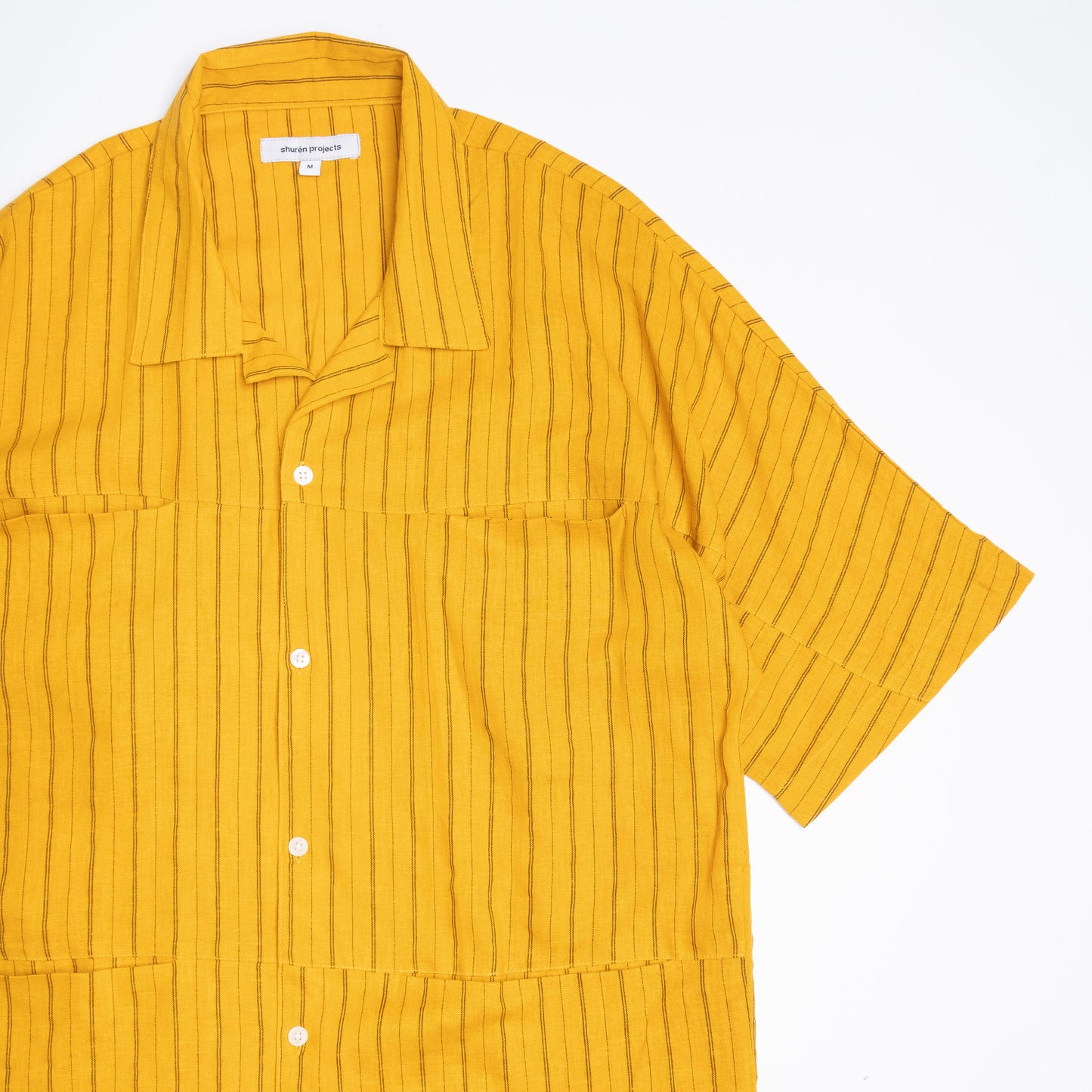 Spread Collar Shirt / Cotton Rayon Stripe - Yellow