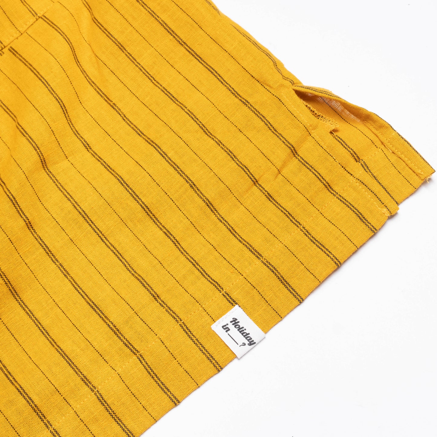 Spread Collar Shirt / Cotton Rayon Stripe - Yellow
