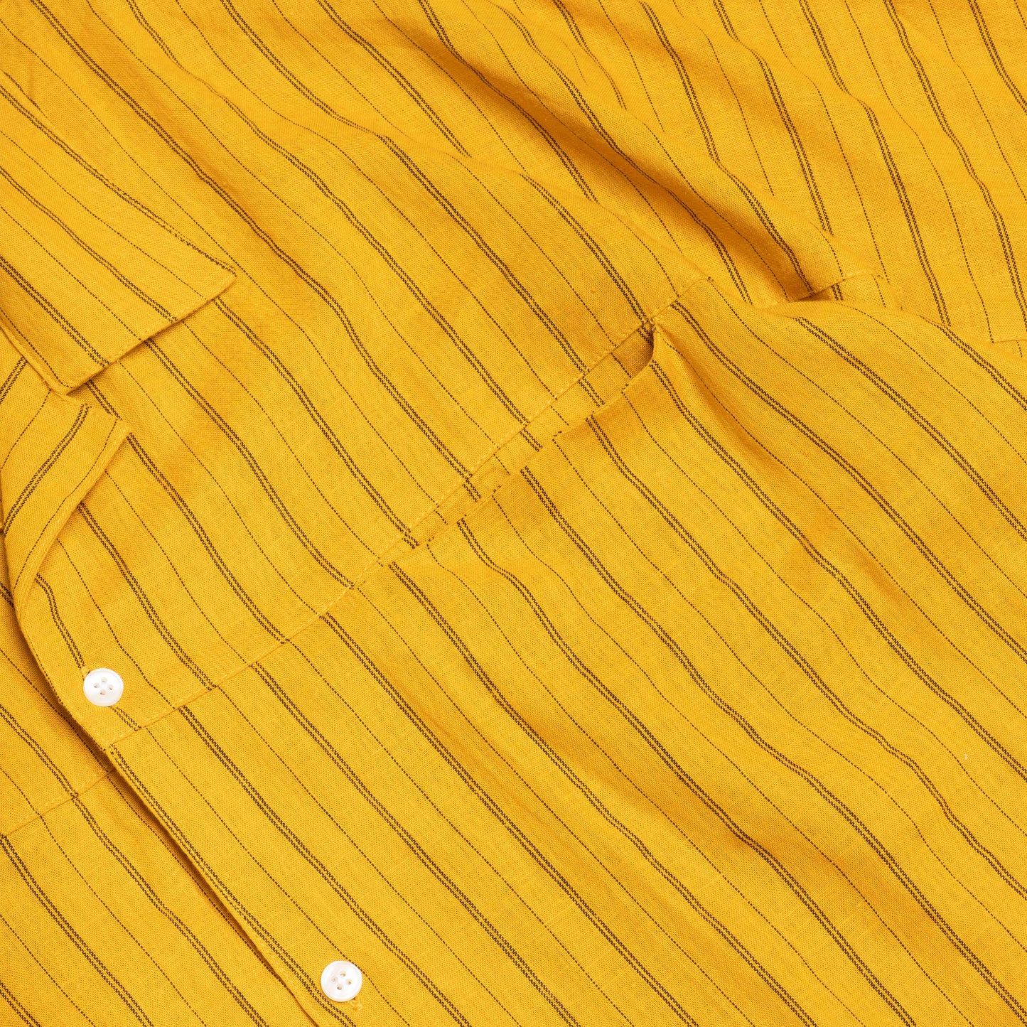 Spread Collar Shirt / Cotton Rayon Stripe - Yellow