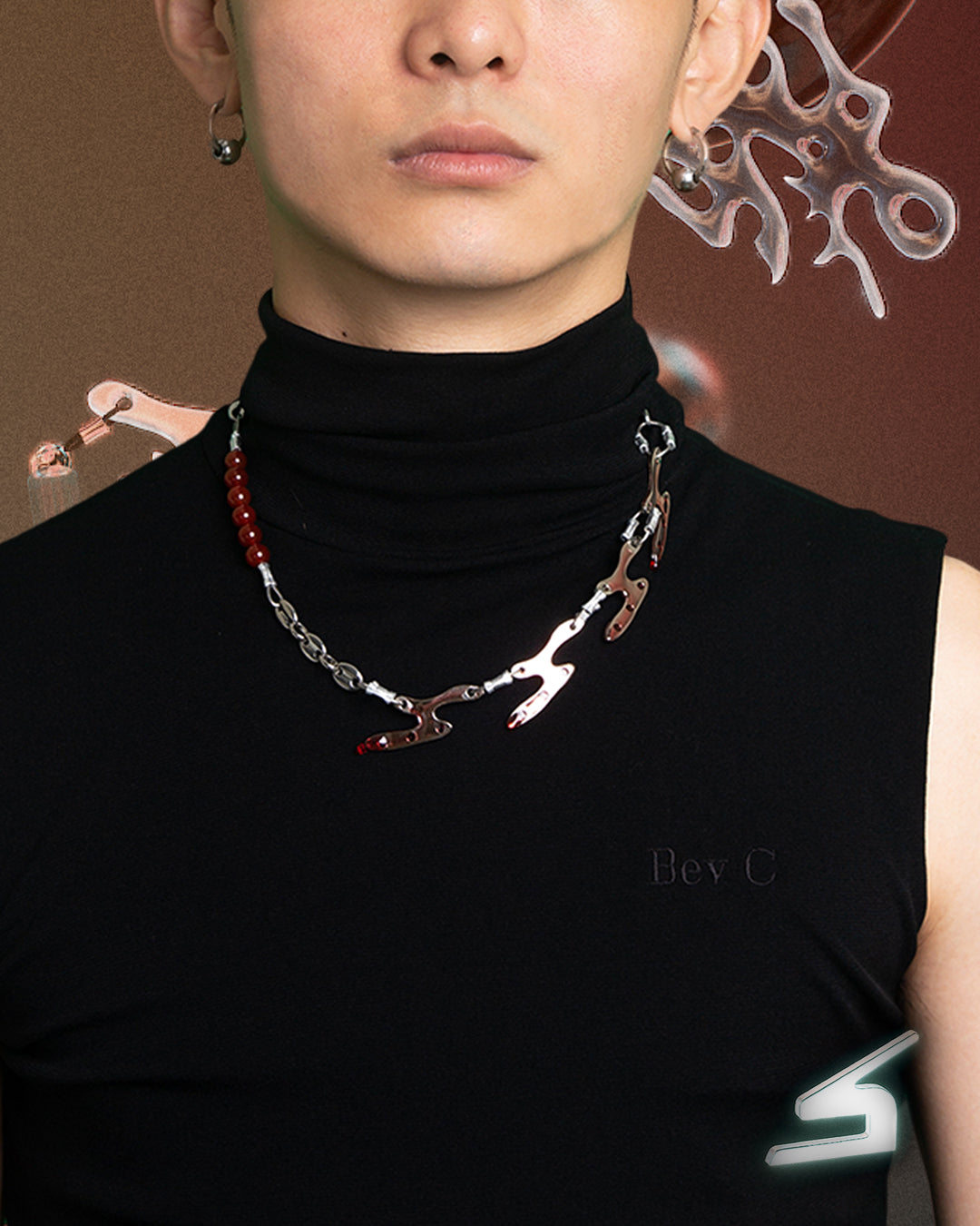 "LIQUID" NECKLACE SSSS1 IN RED