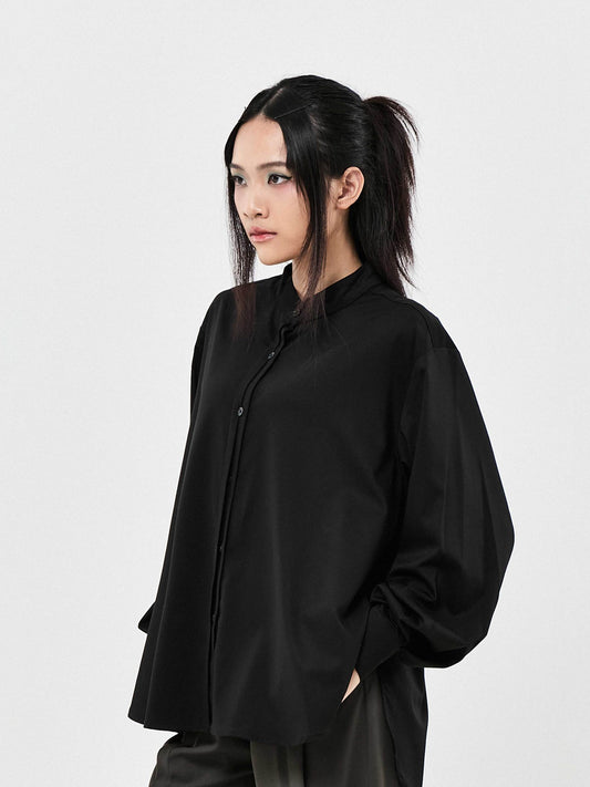 OFFICE BOW LONG SLEEVE SHIRT | BLACK