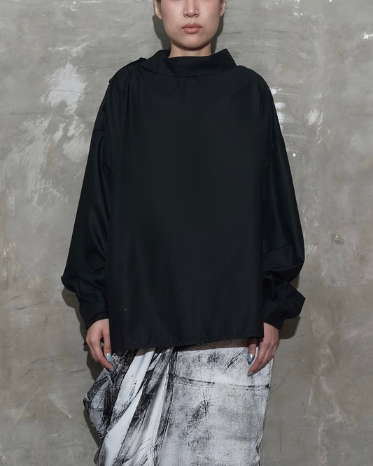Slanted Collar Shirt in Black