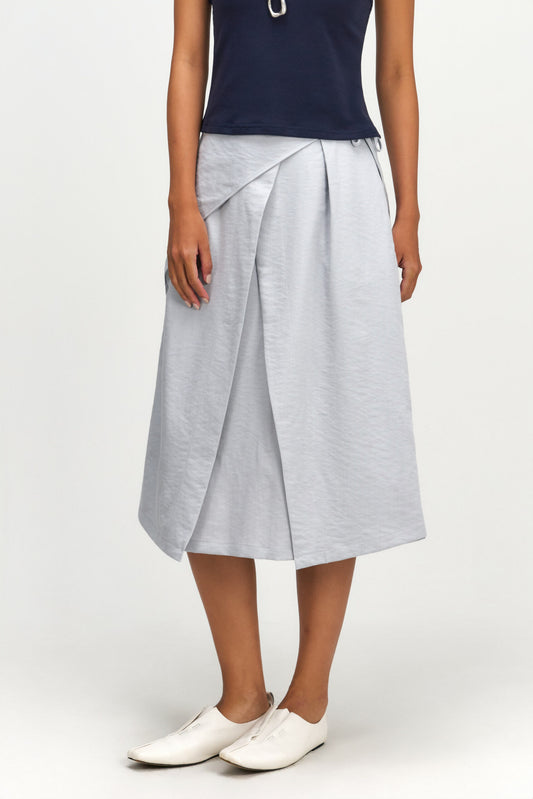 Waist Bandeu Layering Skirt – Midi (Light Blue)