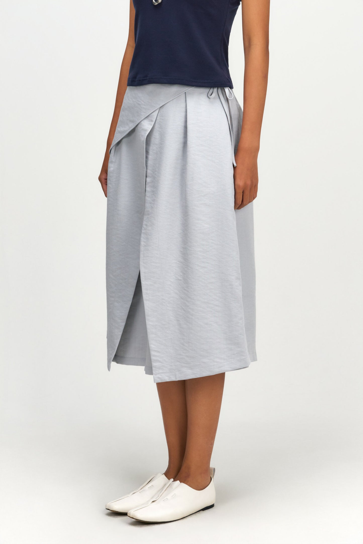 Waist Bandeu Layering Skirt – Midi (Light Blue)