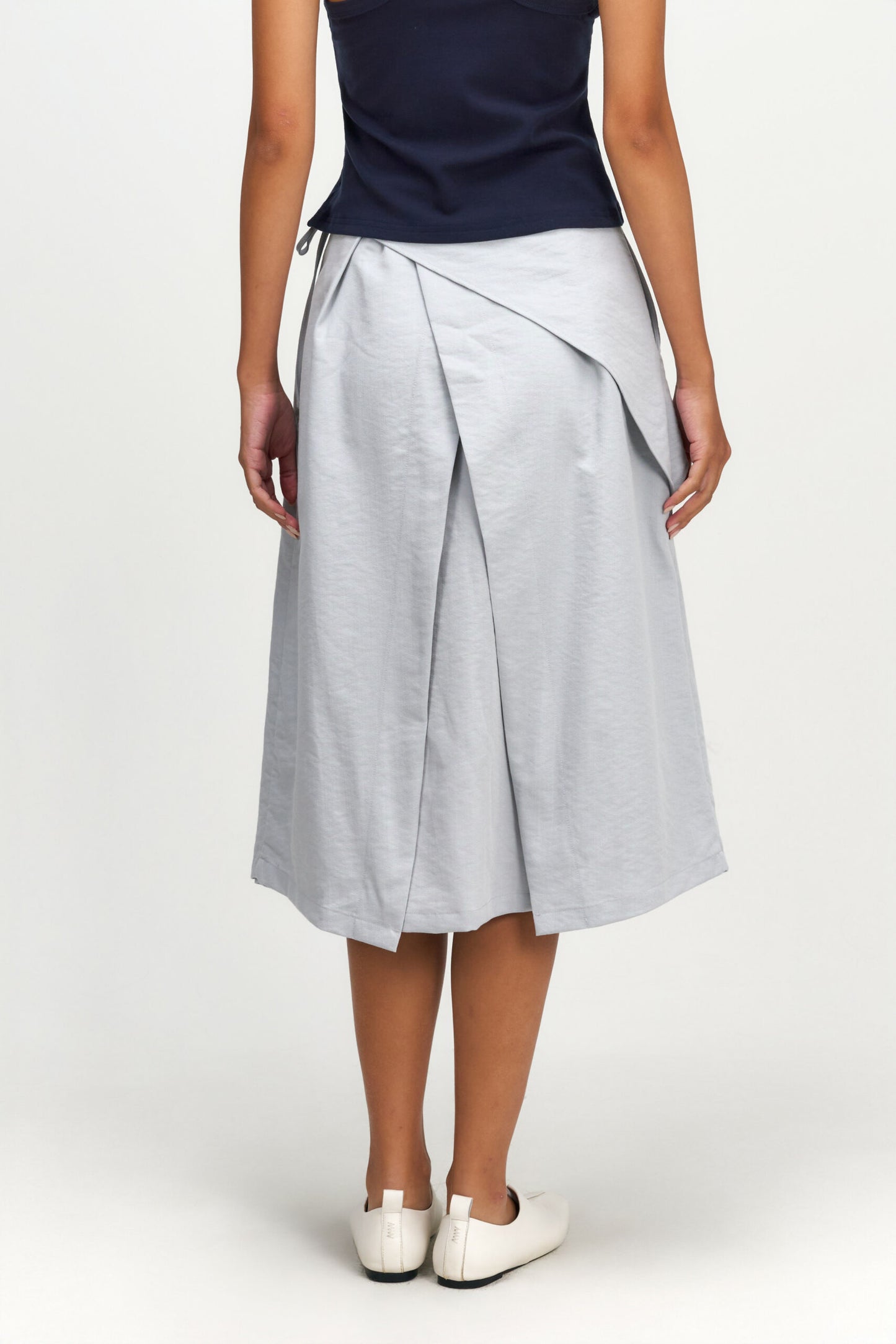 Waist Bandeu Layering Skirt – Midi (Light Blue)