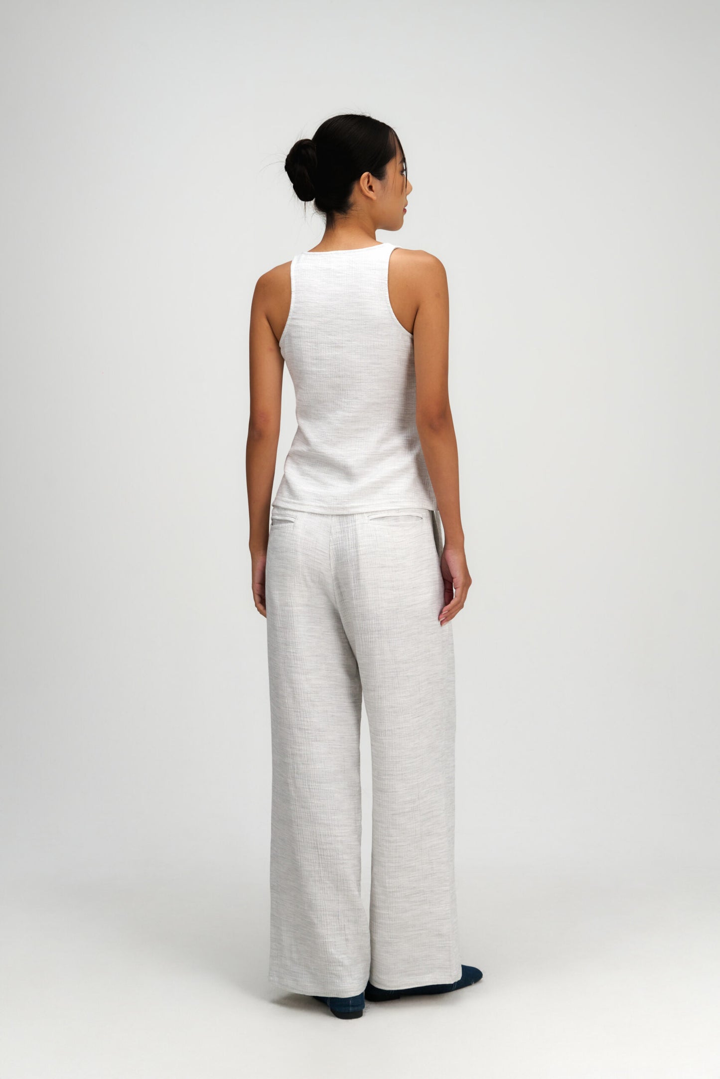 Tri Pleated Belted Trousers (Grey)